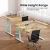 L Shaped Standing Desk with LED Light and Power Outlet, Dual Motor Height Adjustable Electric Standing Desk with Monitor Stand 6