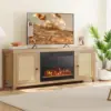 23 Inches Electric Fireplace Insert 750W/1500W Fireplace Heater with Remote Control Adjustable Flame Color Brightness 1H-8H 2