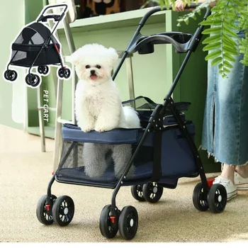 Cochecito para mascotas, ligero, plegable, con rueda Universal, para gato, perro, viaje, transpirable, cochecito para mascotas al aire libre para mascotas pequeñas y medianas 1
