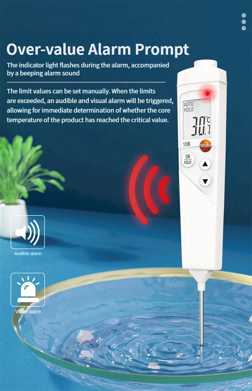 Testo 106 Digital Food Thermometer High Precision Waterproof Kitchen BBQ Thermom