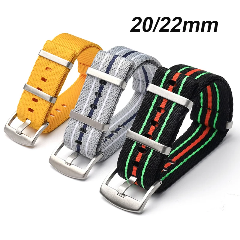Versatile Nylon Woven Canvas Watch Band - 20mm & 22mm Strap Widths