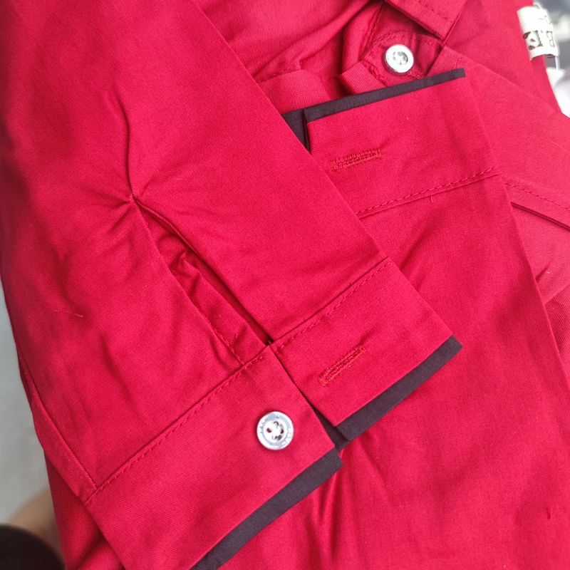 Kids Shirts Boys Shirts Hot Sale Boy's Red Shirts Spring Autumn Classic Solid White Chinldren Tops Cotton Long Sleeve Shirt 6-14Years Clothes For Kids