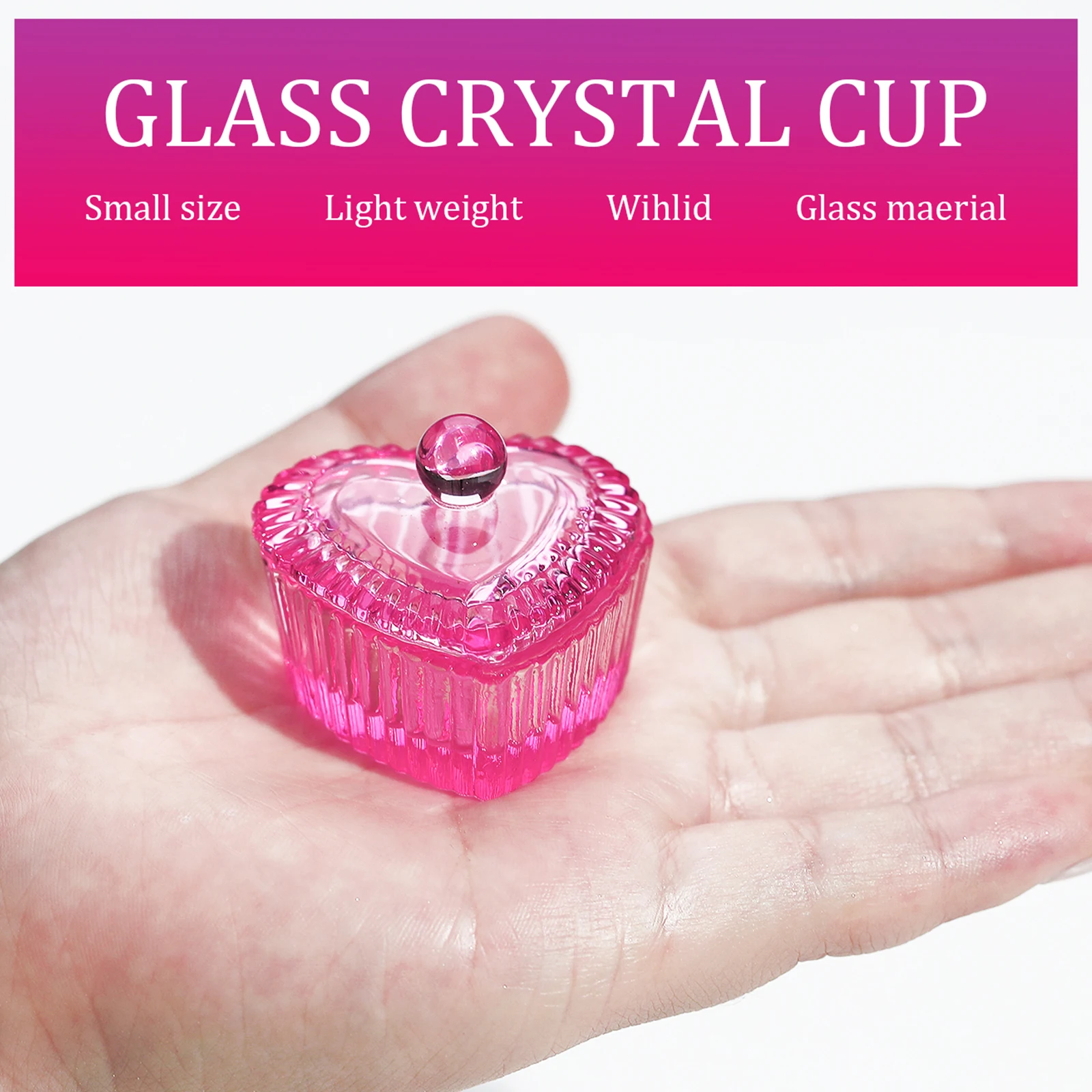 1pcs Pink Crystal Glass Dappen Dish Acrylic Powder Liquid Holder Container Heart Shape Nail Lid Cup Bowl Manicure Accessories Best Sellers In Beauty & Health