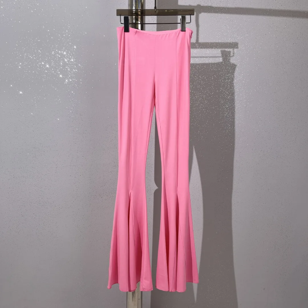 

Mid-waist flared pants ruffled hem casual fashion 2023 summer new hot 0314