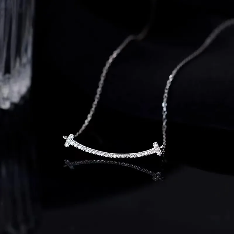 

2024 New Material s925 Silver Classic Full Zircon Smiling Necklace Suitable for Holiday Gifts