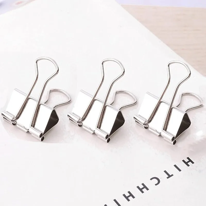 1Pcs 바인더 클립 파일 금속 종이 클립 은빛 종이 클립 클램프 15/19/25mm 편지지 클립 학교 사무용품