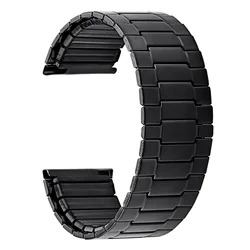 Sleek Stainless Steel Elastic Watch Band - 22mm Wristband Replacement Accessory - S (Shortest 137mm) (Black)