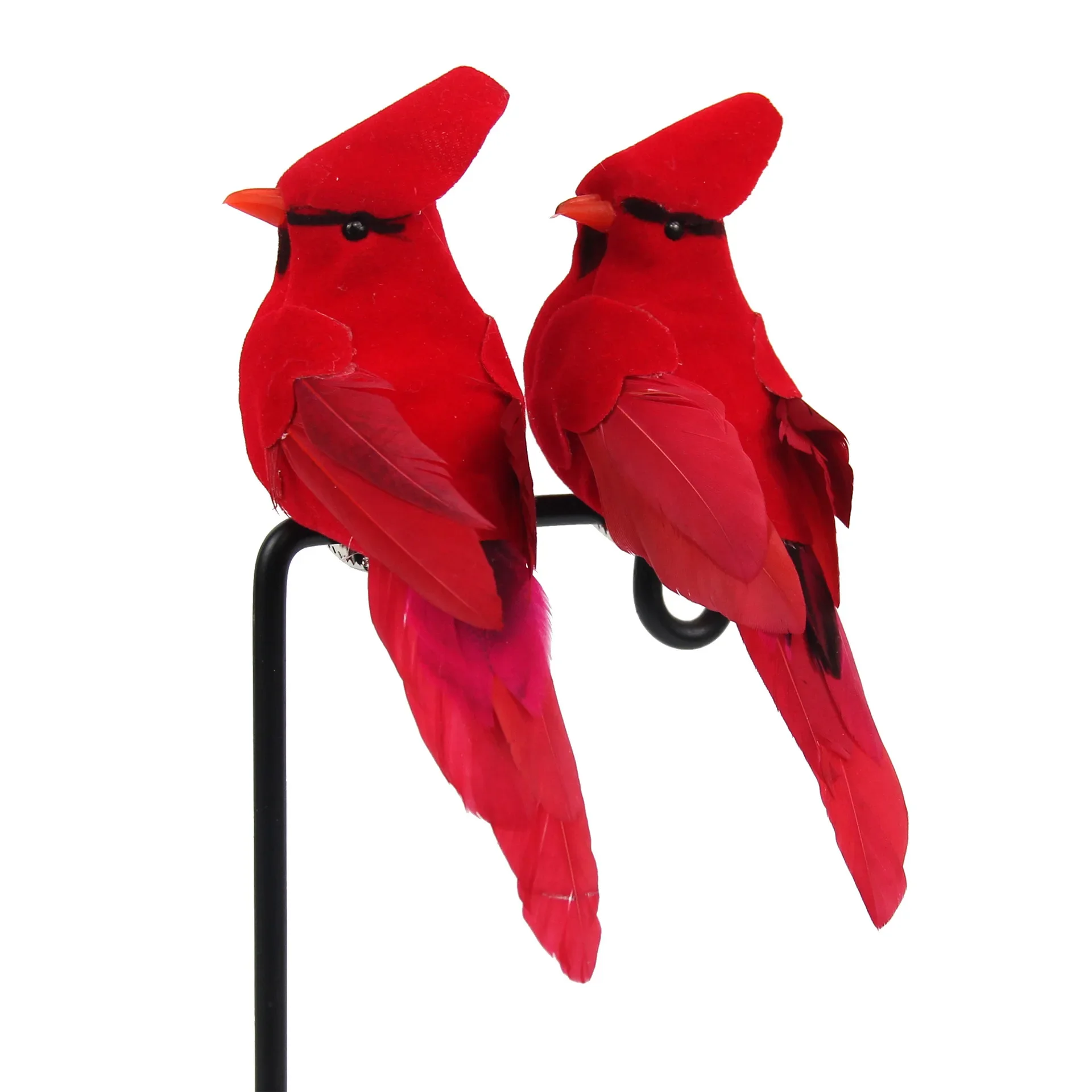 

2pcs Simulation Feather Birds Handicraft Red Birds Figurines Garden Lawn with Clips for Tree Decor Christmas Home Decoration