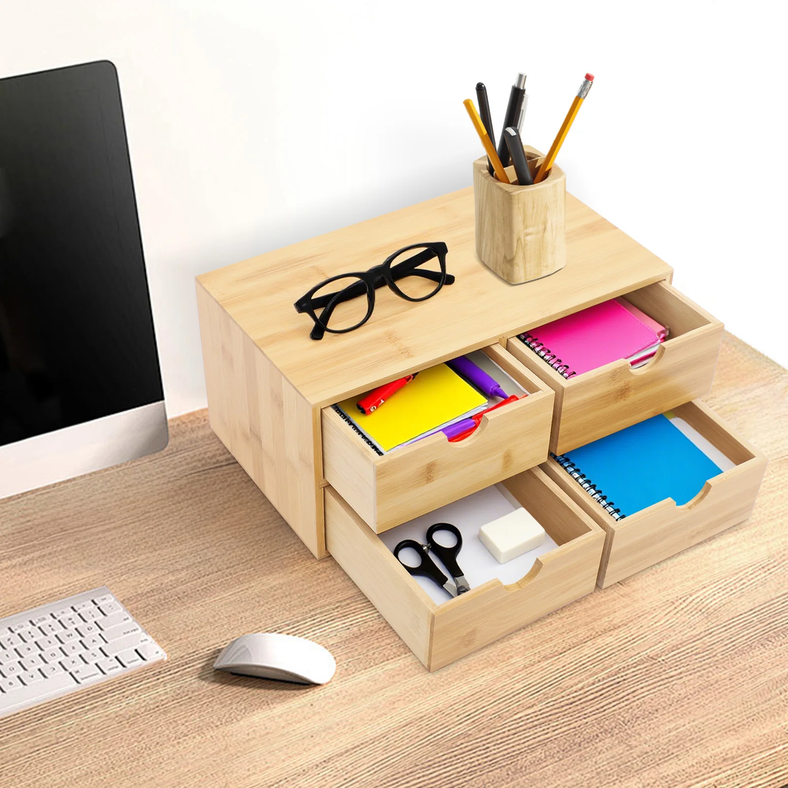 4-Drawer Bamboo Desktop Organizer 2