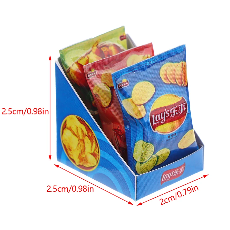 

1Set 1:12 Dollhouse Miniature Potato Chips W/Box Potato Food Snack Model Kid Pretend Play Toy Doll House Accessories