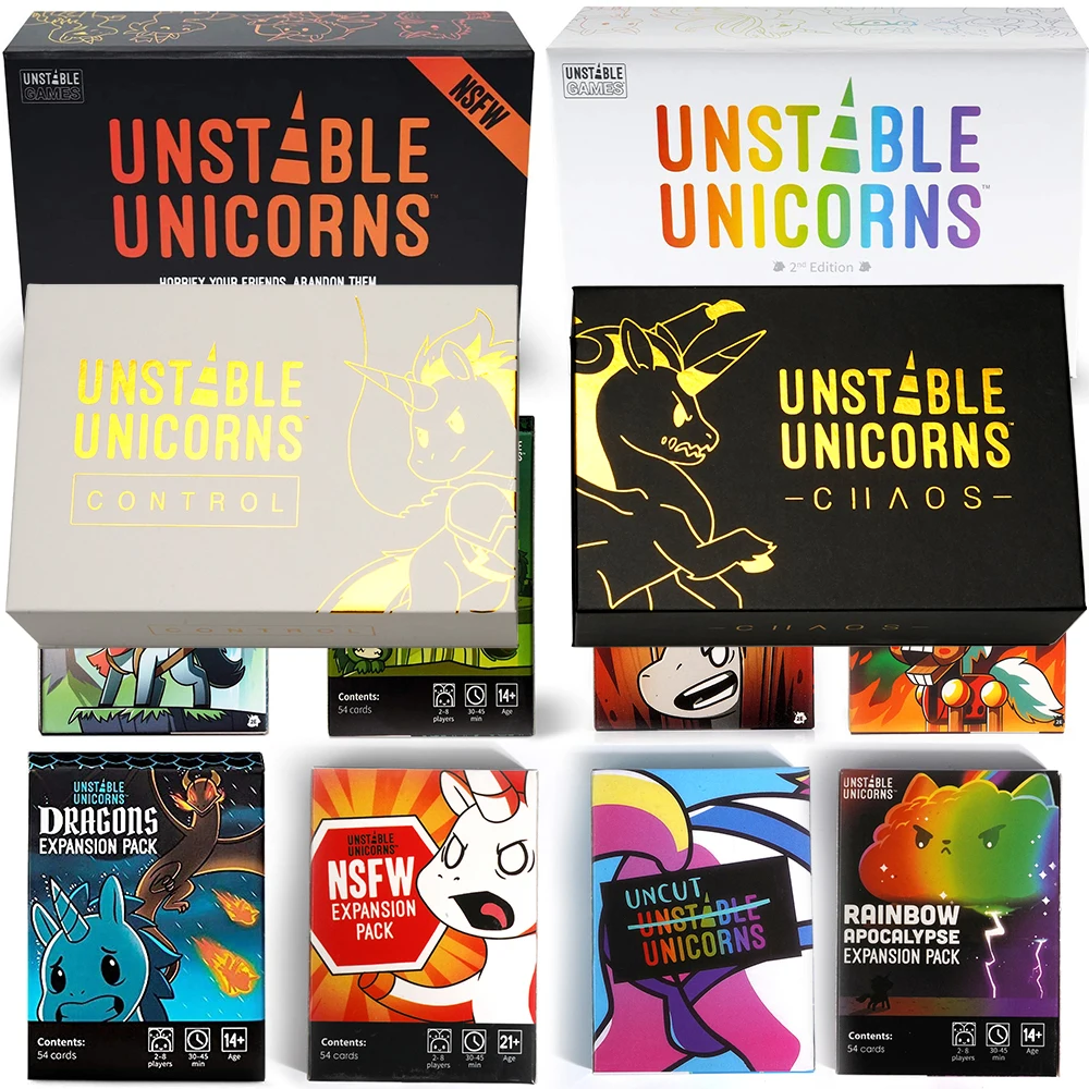 Board Games Unstable Unicorns English Family Party Expansion Basic Version Classic Control and Chaos Base Game