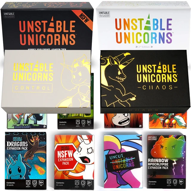 Tableau licorne instable, extension de fête en famille anglaise, Version de base des jeux de société classiques, contrôle et jeu de Base du Chaos 1