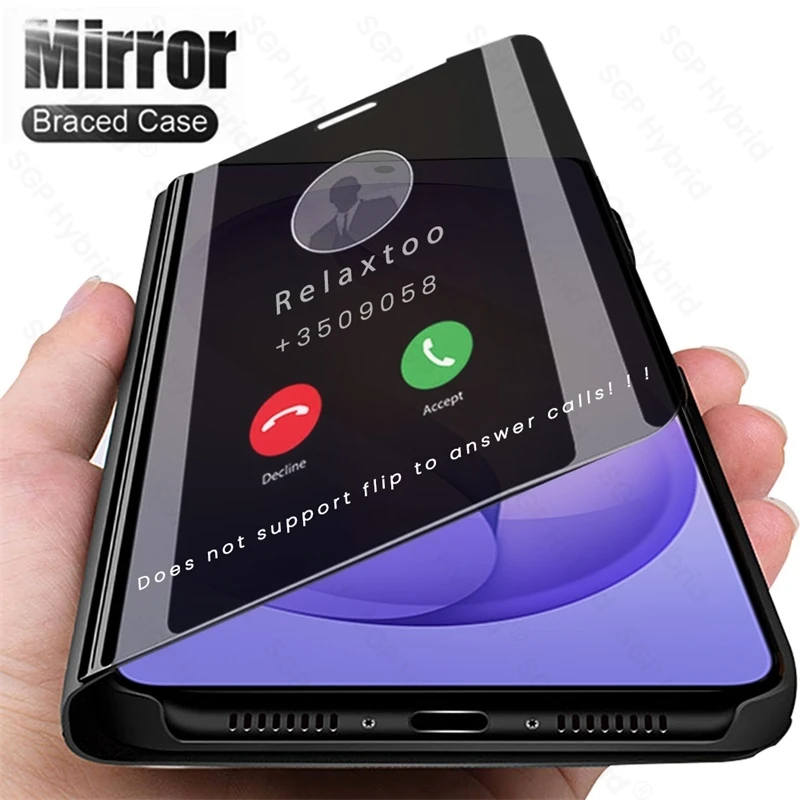 Luxury Smart Mirror Flip Leather Cover with Magnetic Stand