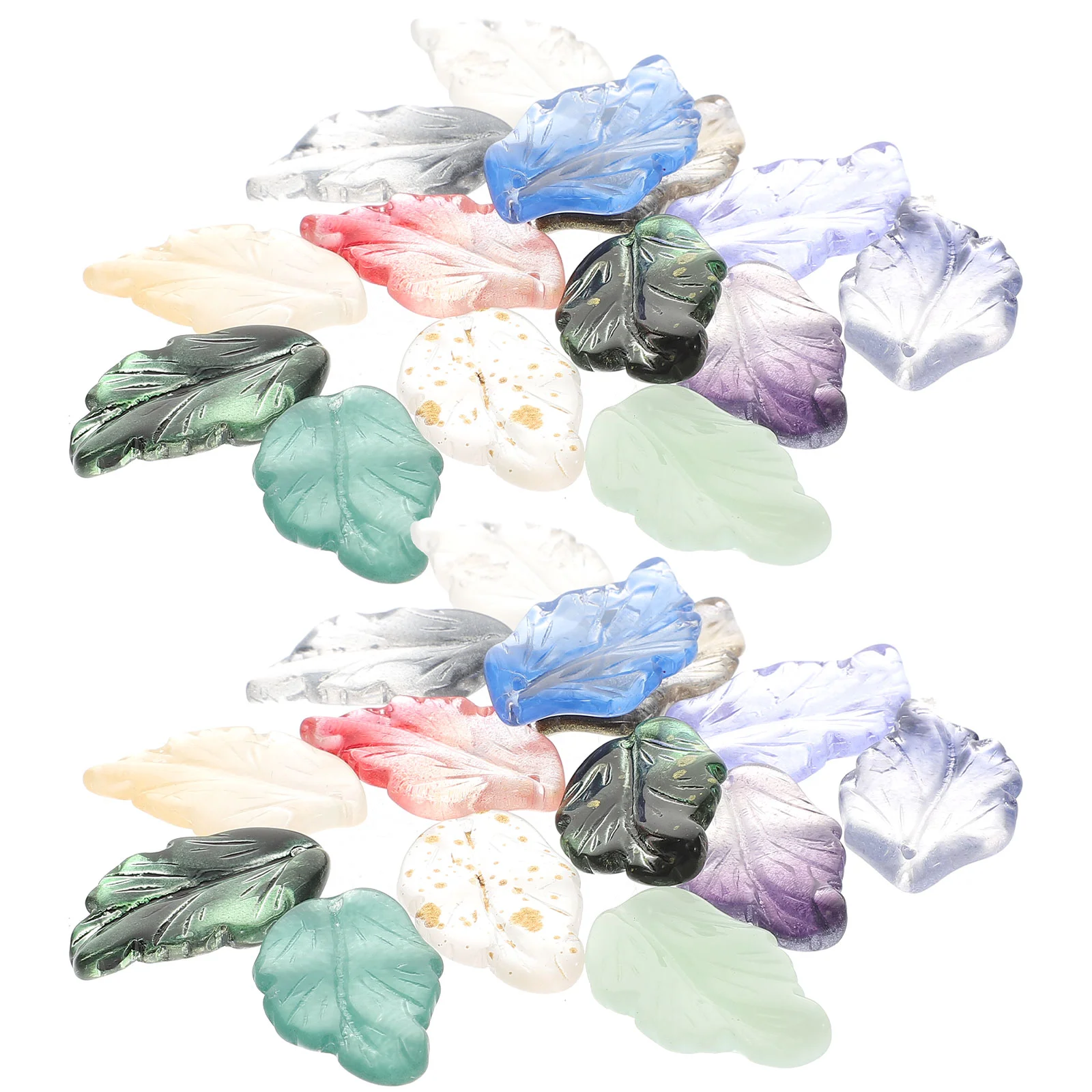 

40pcs Jewelry Earring DIY Charms Glass Leaf Shaped Pendants DIY Leaves Charm