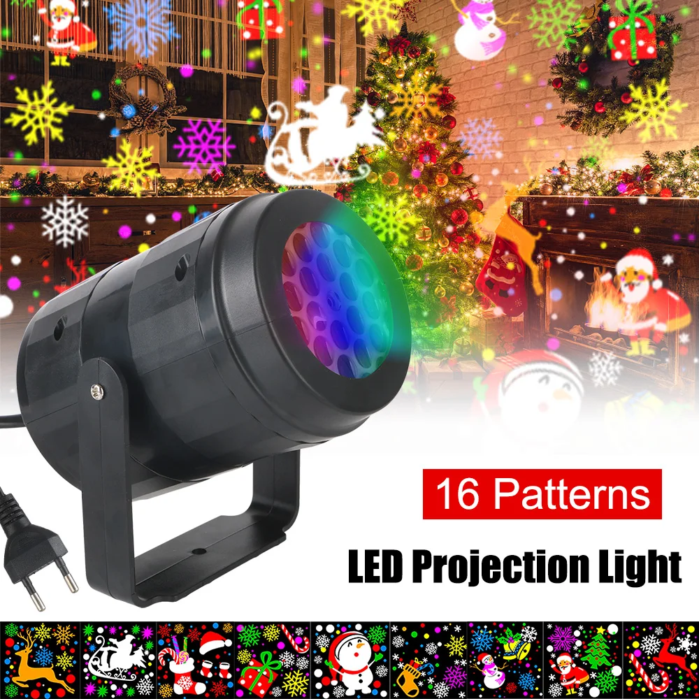 

Universal AC 85V-260V EU Plug Automatic RGB Lighting For Chrimas Holiday Party 16 Patterns Laser LED Projection Light