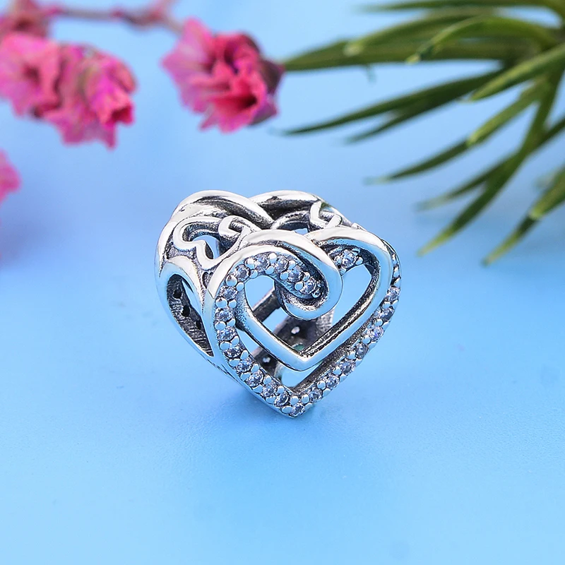

FC Jewelry Fit Original Charms Bracelet Authentic 925 Silver Infinity Heart Zircon Bead For Making Women Valentine Berloque 2022