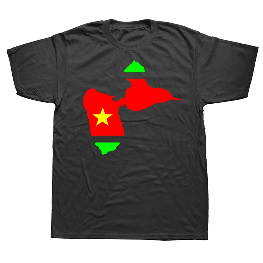 Guadeloupe In Rot Gelb Und Grün T Shirts Baumwolle Streetwear Kurzarm Geburtstag Geschenke Sommer Stil T-shirt Herren Kleidung