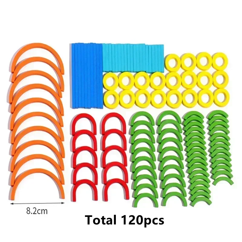 Kids Good Quality Wooden Childhood Educational toy Creative Sticks And Rings Puzzle Intelligence Game Montessori Early Toys Gift 6