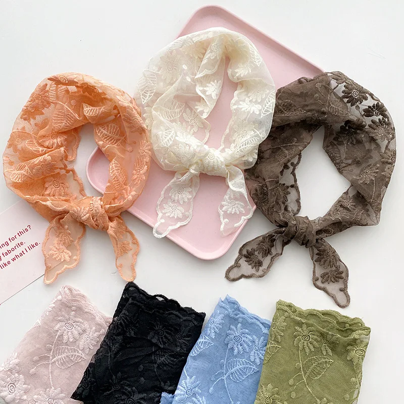 

Triangle Lace Face Hair Wrap Scarf Women's Accessories Neck Decoration Necklace Handkerchief Headband Shawl Scarf White