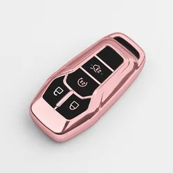 Premium Soft TPU Car Key Protector Shell with Keychain (Pink Case)