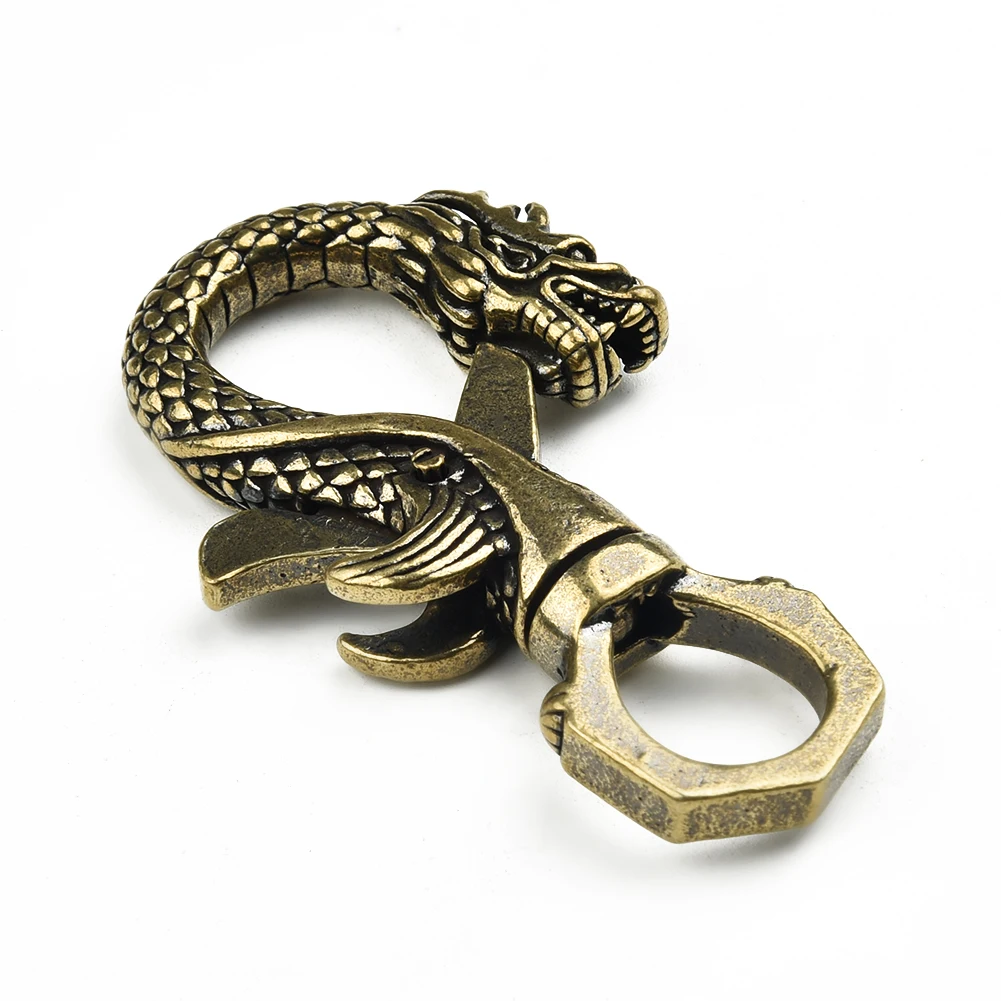 

1pc Handmade Crafts Retro Brass Dragon Keychain Pendant Ornaments Small Statue Figurine Miniature Home Room Decoration