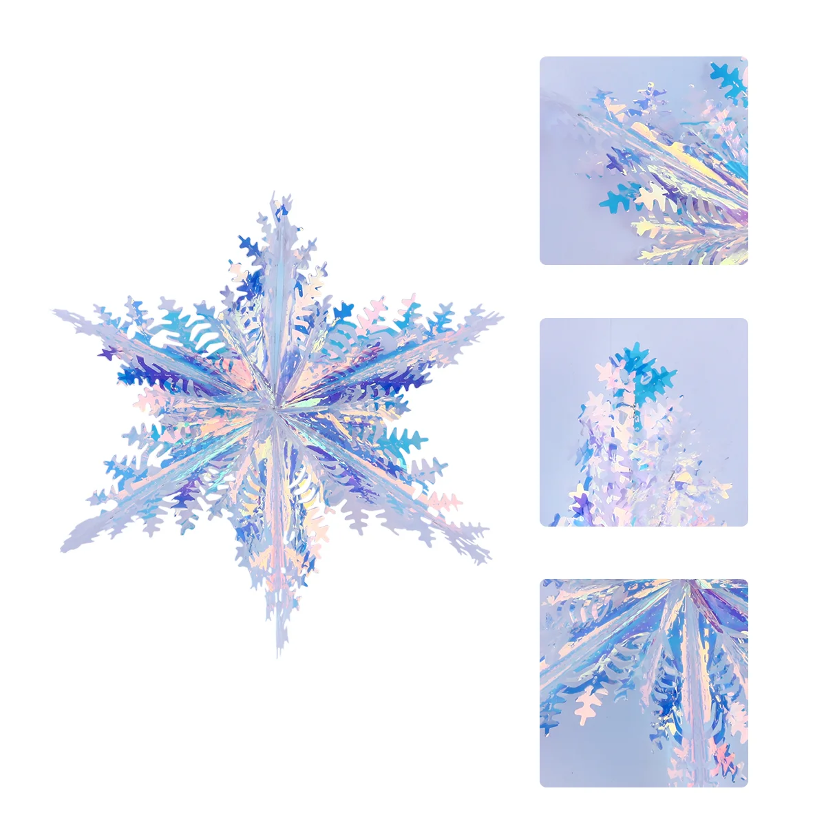 

3pcs Iridescent Snowflakes Glitter Christmas Tree Ornaments Xmas Hanging Decor for Winter Holiday Wedding Birthday Fairy