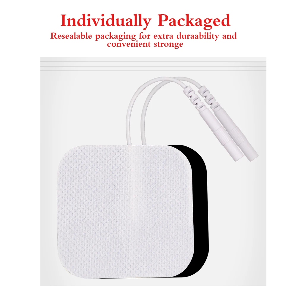 20/10 PCS 4x4cmTENS Ems Neuromuscular Stimulator Electrode Pads Full Body Massage Relaxation Nonwoven White Needle Physiotherapy