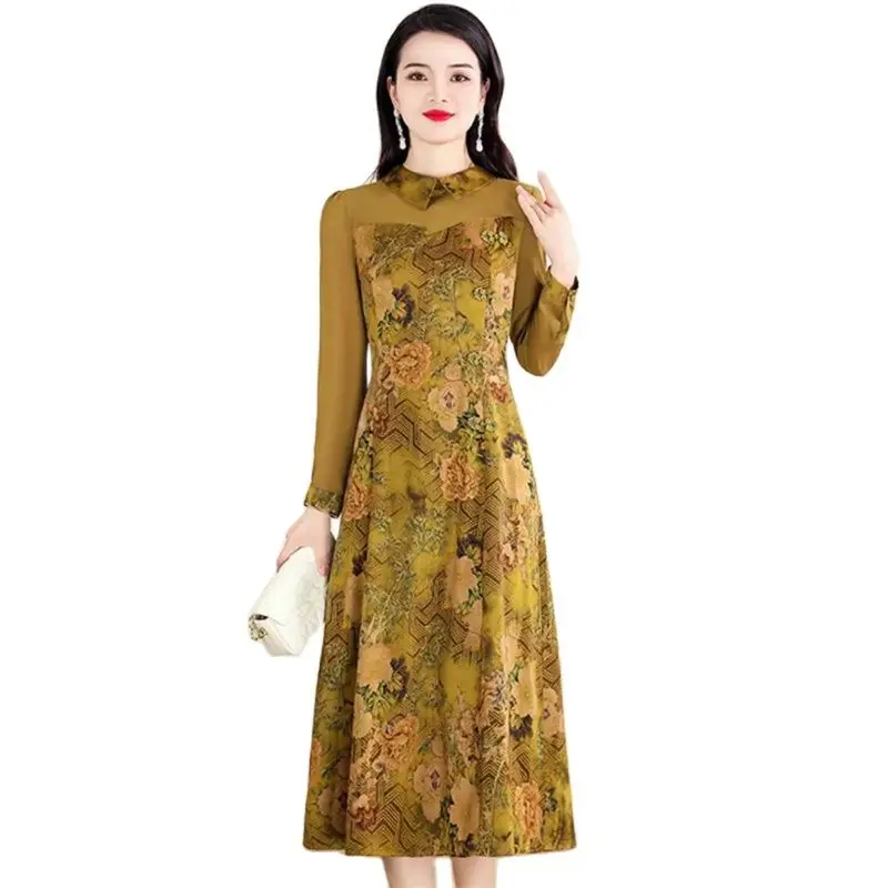 

Lmproved Cheongsam Women Dress Middle-aged MM 2023 Spring New High-end Foreign Fashion Slim Skirt Female Temperament Long Dress