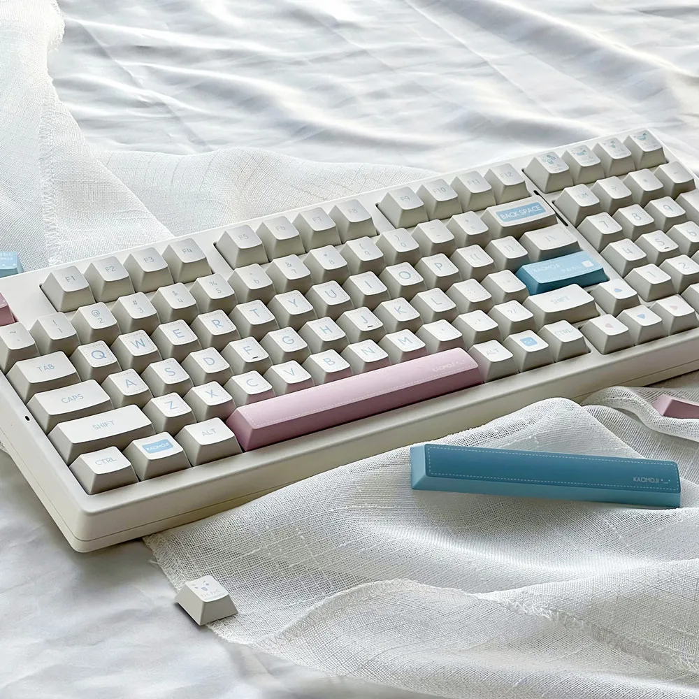 Original Design Mechanical Keyboard Keycaps KAOMOJI Milk White PBT 140 Keys For Outemu Gateron Kailh TTC Cherry Mx_voghion.com