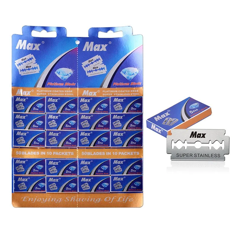 1 Pcs Shaving Razor + 5/10/50/100 Pcs Manual Shaver for Men Barbershop Razor Stainless Steel Shank Is Easy To Use Safety Razor 6