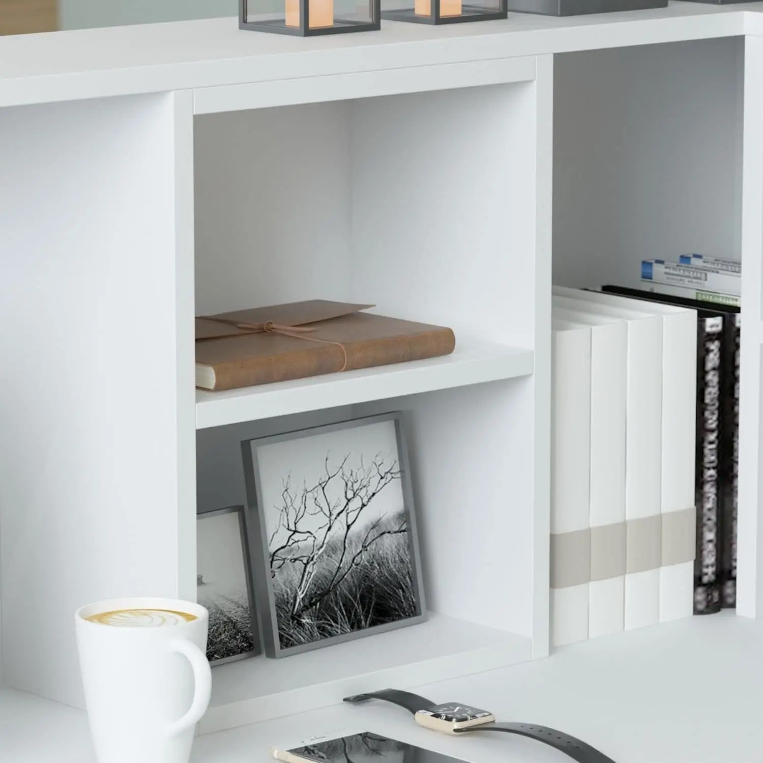 Modern Reception Desk Front Counter, Large Storage Shelves and Drawers, Retail Counter for Room, Reception Desks 5