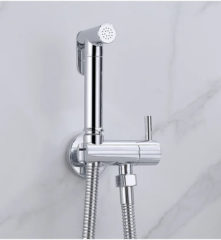 Description Picture 2 of itemWall Mounted Toilet Bidet Sprayer Set Brass Single Cold Shattaf Bathroom Sprayer Shower Bidet High Pressure Gun Chrome Gold