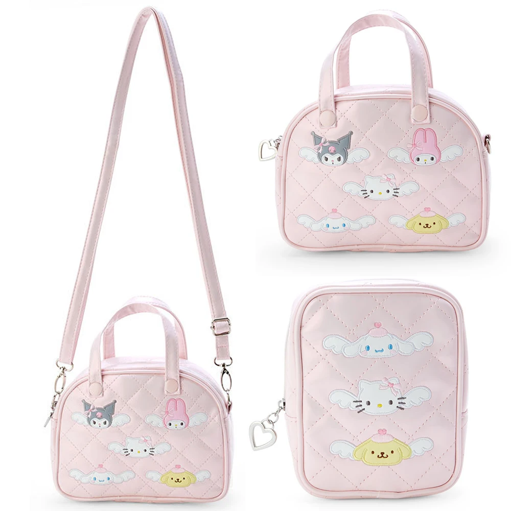 

Sanrios Cinnamoroll Kuromi Mymelody PU сумка-мессенджер, Женская легкая сумка через плечо, дорожные сумки для макияжа, сумка на молнии, подарок для девочек