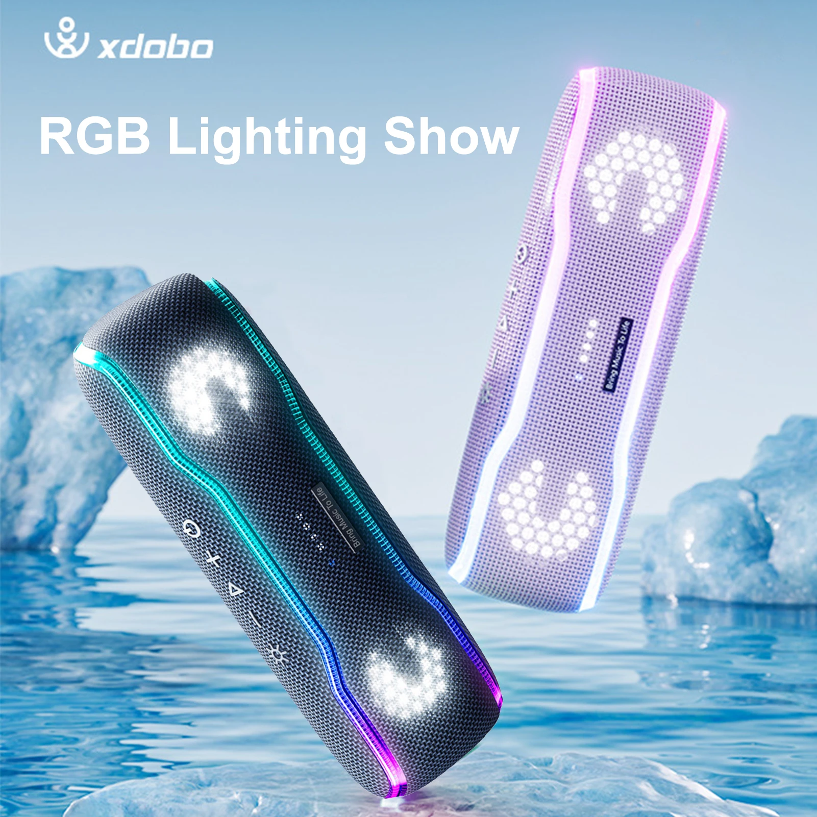 

XDOBO Bluetooth Speaker Outdoor IPX7 Waterproof 30W BT5.3 Loudspeaker Stereo Surround Speaker with RGB Light