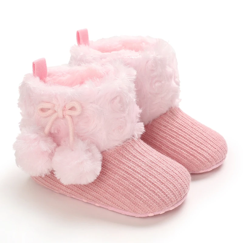 Sweet pink autumn and Winter Plush and Warm Baby Girl Cotton Shoes 0-18 Months Baby Walking Shoes 2