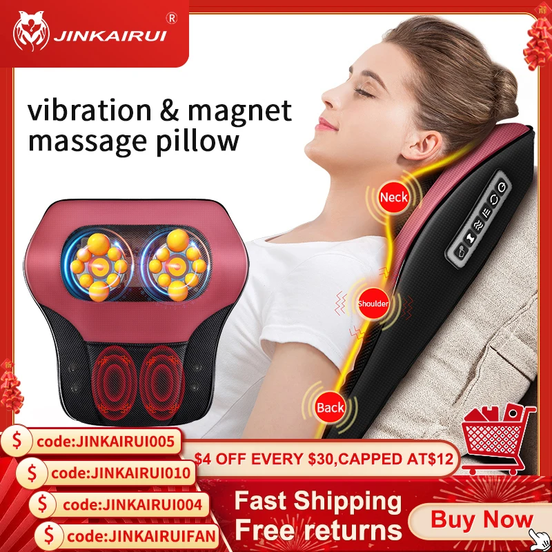 Jinkairui Massage Pillow Neck Back Massager Vibrating Relaxation