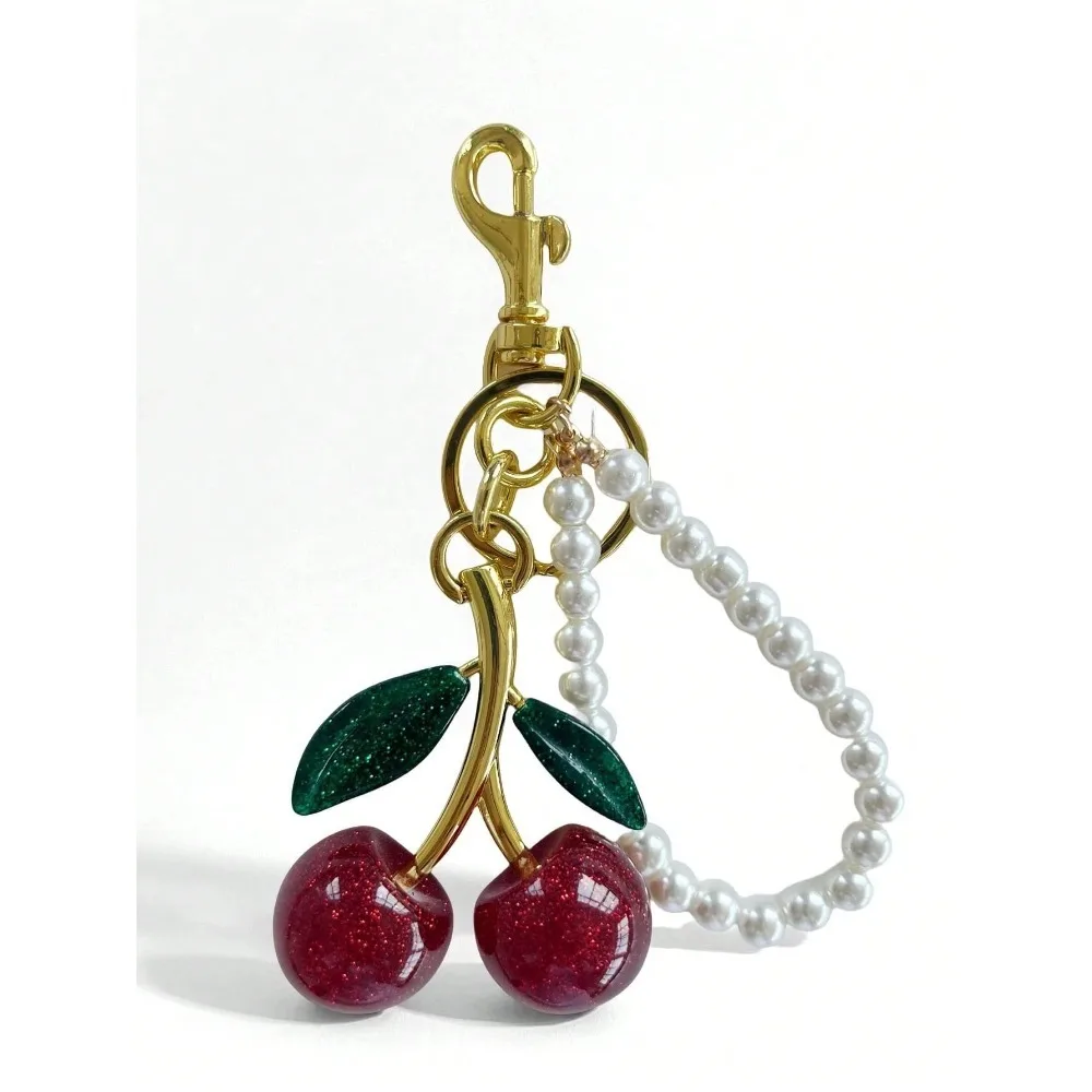 Red Cherry Pendant Keychain - Summer Fruit-Inspired Jewelry Accessory