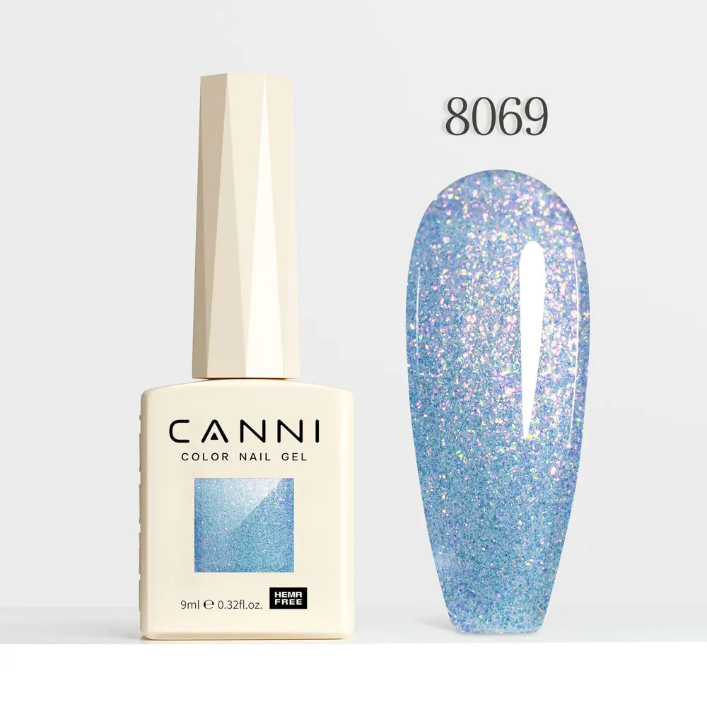 CANNI Super Glossy Glitter Cat Eye Nail Gel Polish - Hema Free Diamond Top Coat, Semi-Permanent UV LED Varnish
