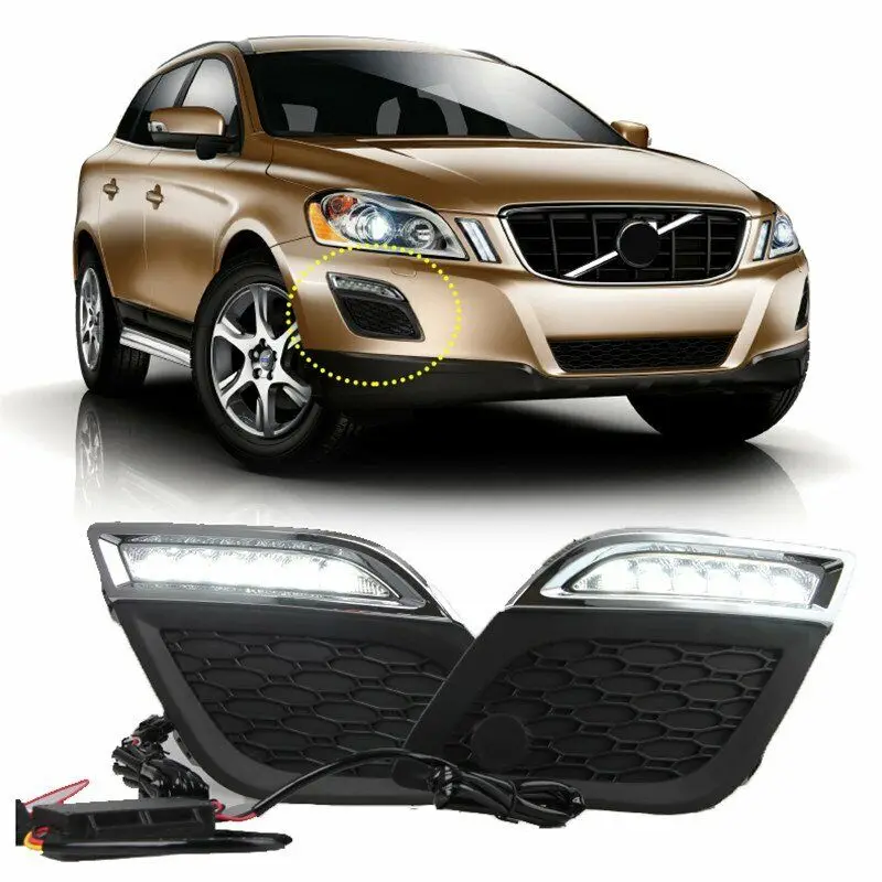 

2PCS 12V Car Waterproof LED DRL Daytime Running Light White Daylight Fog Lamp with Dimmed Function For Volvo XC60 2011 2012 2013