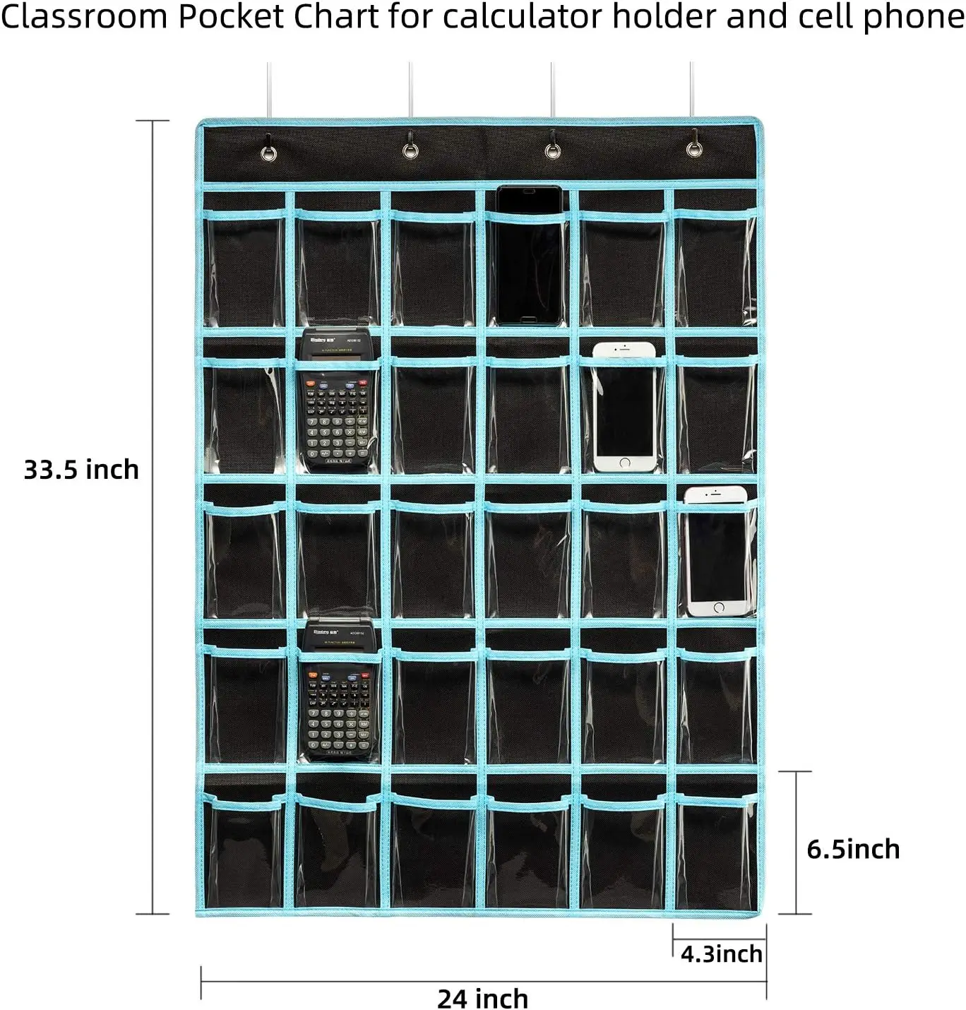 Pocket Hanging Cell Phone Organizer Storage Classroom Pocket Chart for Cellphone Calculator Holder 30 pocket chart organizer