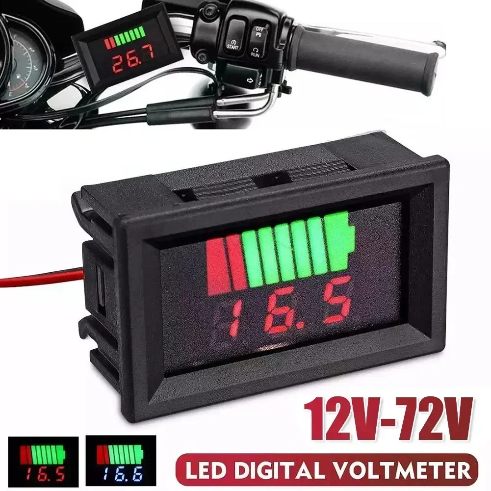 Colorful LED Voltmeter For Electric Vehicles Accurate Battery Voltage Measurement With Red And Blue Digital Display