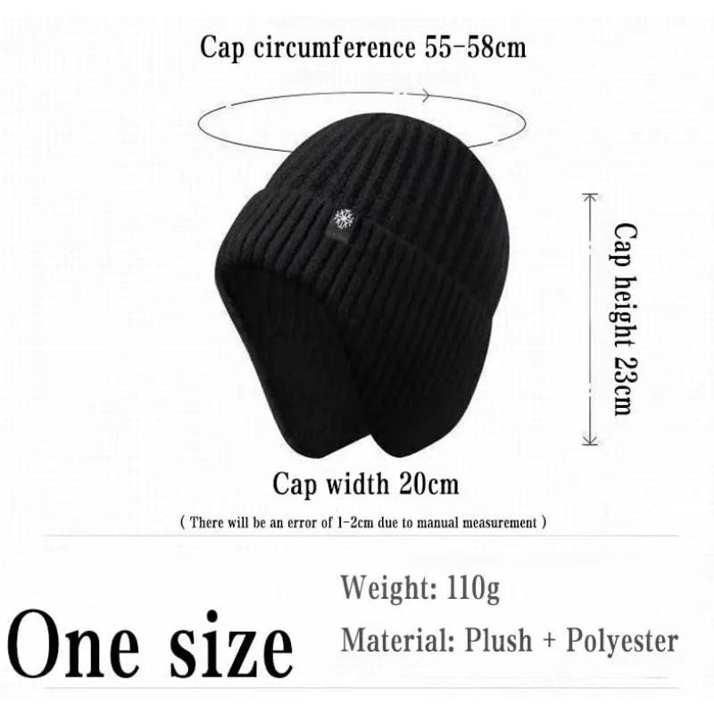 Men Knitted Hat Plush Warmth Peaked Cap