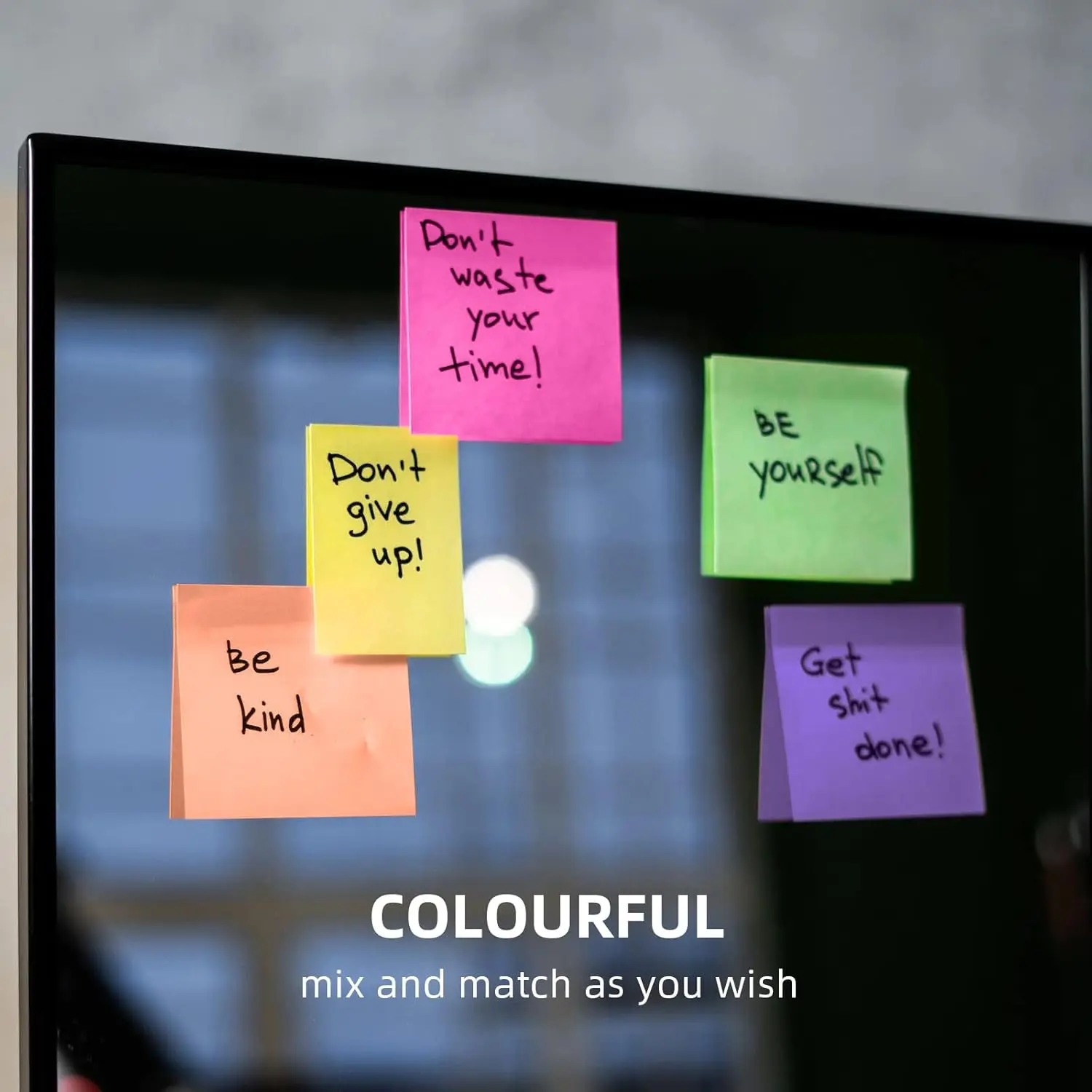 Self Sticky Notes Pad Super Sticky Pads, 8 Bright Color Post Stickies Colorful for Office, Home,3x3 Inches,800 Sheets