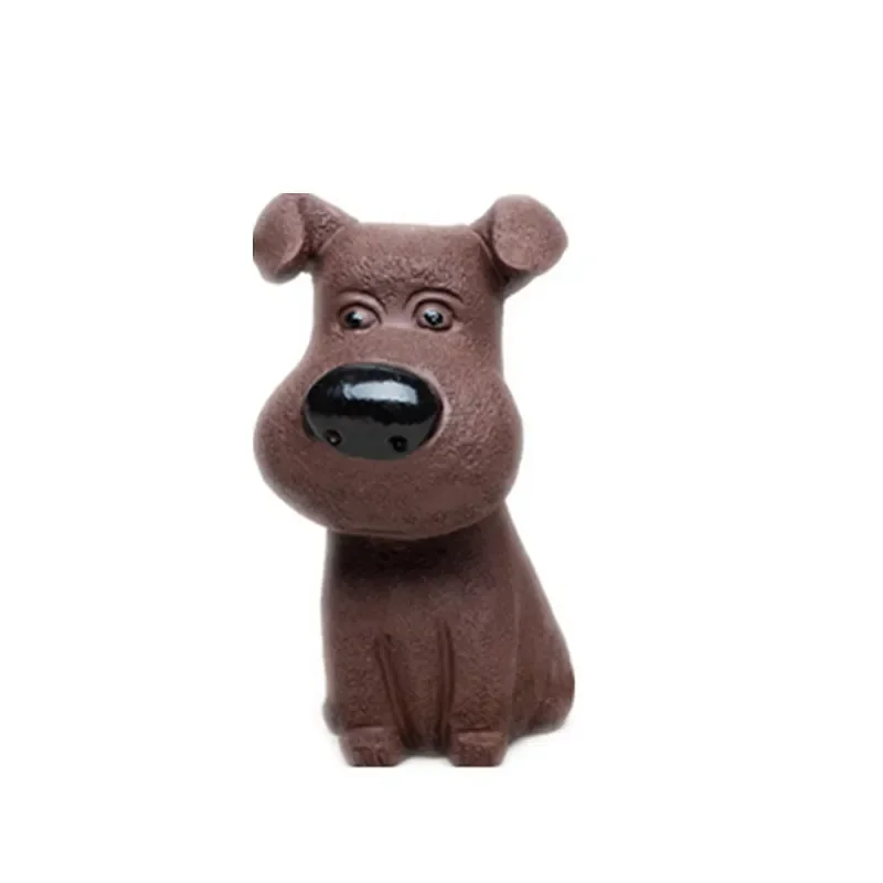 Tea Pet Ornaments Yixing Handmade Purple Clay Lucky Dog Statue Sculpture Tea Figurine Desktop Crafts Home Set Decoration