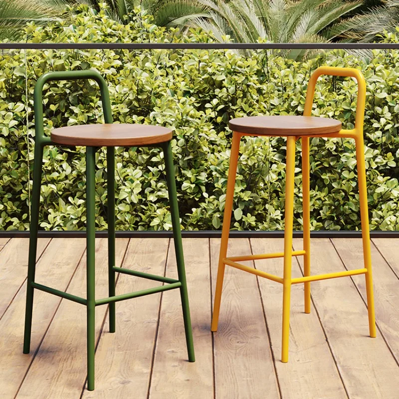 Nordic Bar Backrest Make Up High Kitchen Design Garden Chair Stools bar chairs Furniture Iron Swivel Stool Step Poltrona Adjustable Outdoor