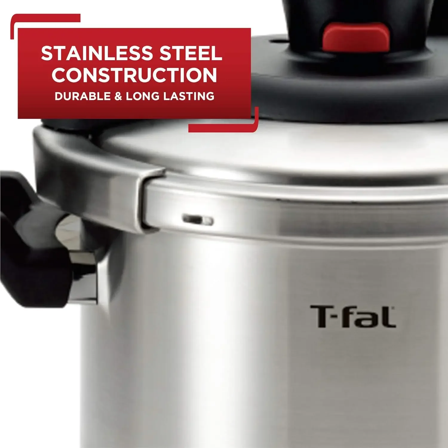 Stainless Steel Pressure Cooker 6.3 Quart, Induction , Secure Locking System One Hand System Recipe Book Silver