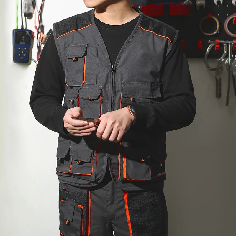 Work Jacket Men Eletrician Cargo Trousers Multi Pockets Work Vest Tools Overalls Men Workwear Uniform Safety Clothing Workwear 5
