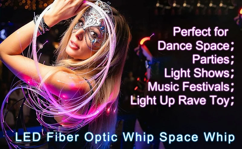 LED Fiber Optic Whip,Party Optical Dancing Whips,USB Rechargeable Pixel Light-up Hand Rope,Flow Toy,For Disco Rave Lighting Show