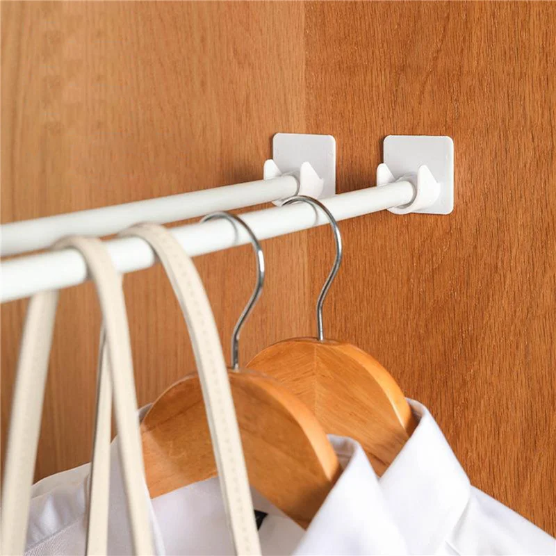 2pcs/set Strong Curtain Rod Bracket Holders Hooks Selfadhesive Rod Holder Clothes Rail Bracket