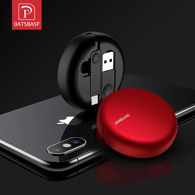 

Oatsbasf 100 см 2 в 1 USB микро кабель Выдвижной дата линия для iPhone 13 12 11 pro max Xiaomi Samsumg USB кабель для зарядки